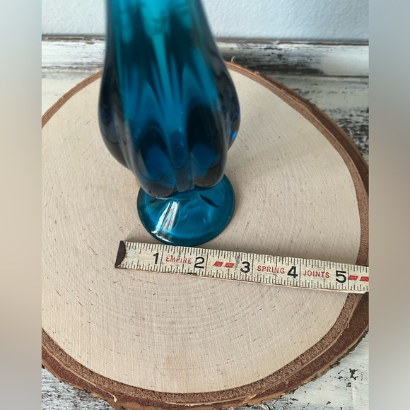 ✨SOLD✨Vintage Viking Blue Mid Century Swung Vase 10.75" Bluenique Handmade Blown - Picture 8 of 10